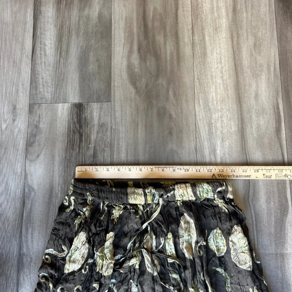 Orvis Brown Rayon Celestial Sun Moon Print Midi Skirt Elastic Waist Boho 0833